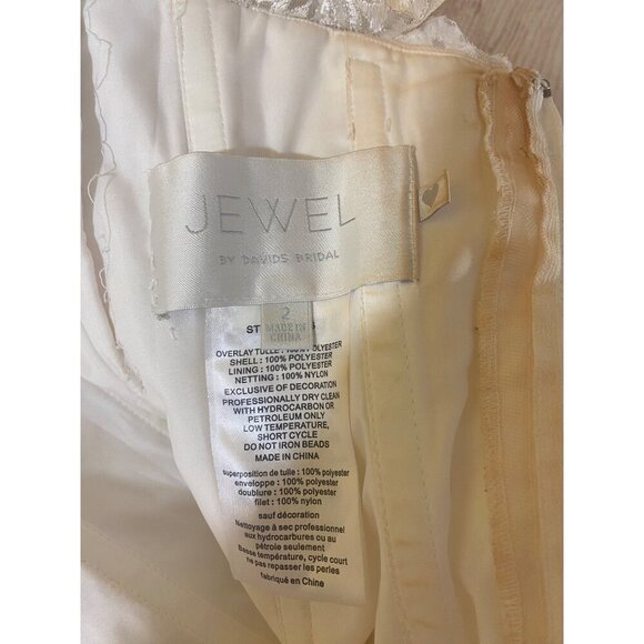 Jewel By David's Bridal Women's Ivory Soft Pink Mesh Wedding Dress - 2 - Picture 15 of 16